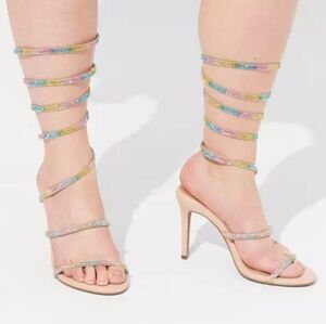 NWT TORRID Wind Up Multi Sparkle Bling Heels WW Wide